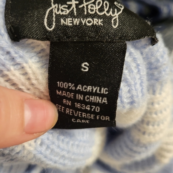 Just Polly Blue and White Checkered Women's Sweater Crop Top Preppy Girly - Picture 5 of 5